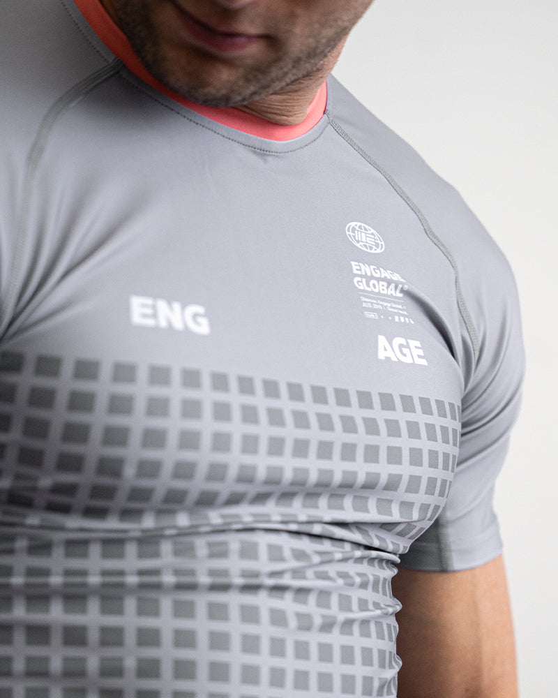 Rash Guard de manga curta Grid Tech (cinza)